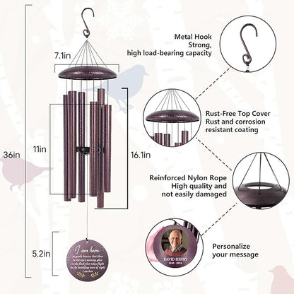ASTARIN Happy Retirement Gifts Wind Chimes, Personalized 30" Wind Chime for Teacher Coworkers Boss, Personalized Retire Gifts Deep Tone Windchime(Printing in USA)