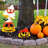 3 Packs Halloween Garden Stakes, Stacked Metal Candy Corn Lawn Decor, Halloween Decorative 3D Yard Signs Stake for Outdoor Front Garden Pathway Decorations