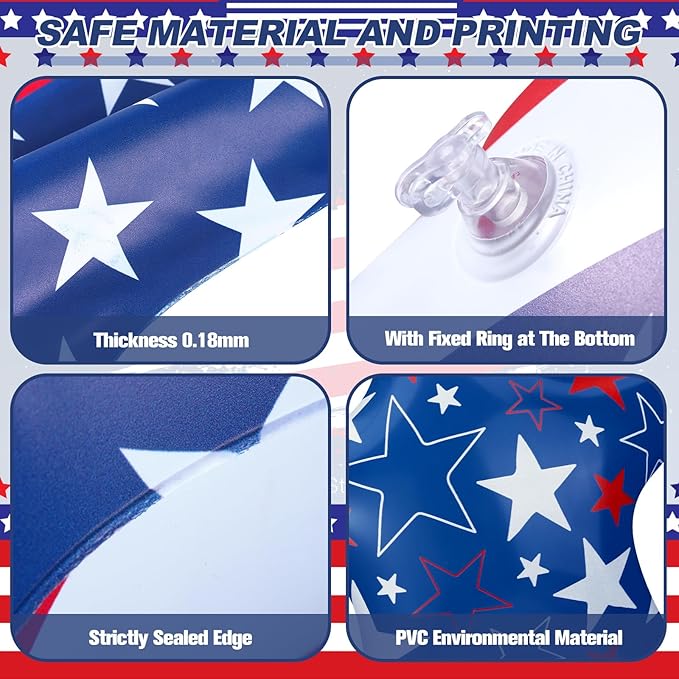 12 Pcs 4th of July Inflatable Star Decorations 11.8 Inch Independence Day Red Blue White Patriotic Outdoor Decorations Blow up PVC Stars Ornament Inflatable Ball Decor for Yard Lawn Garden