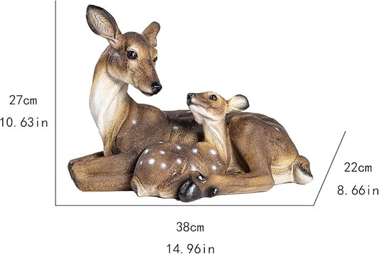 14.9 Inch Mother & Fawn Deer Statue Decoy, Outdoor Garden Lawn Ornament for Yard Patio Christmas Decor, for Female Garden Enthusiasts