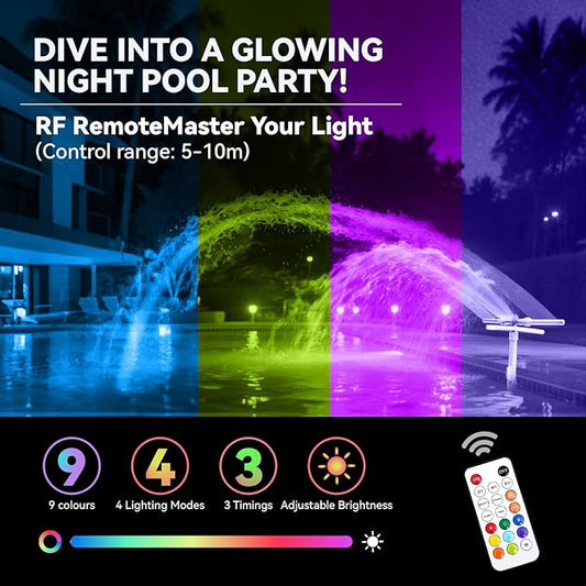 Pool Fountain with Lights for Above and Inground Pools, Dual-Layer Spray Solar Power Pool Waterfall Sprinkler Chiller Aerator, Water Fountain Swimming Pool Accessories (Light Gray)
