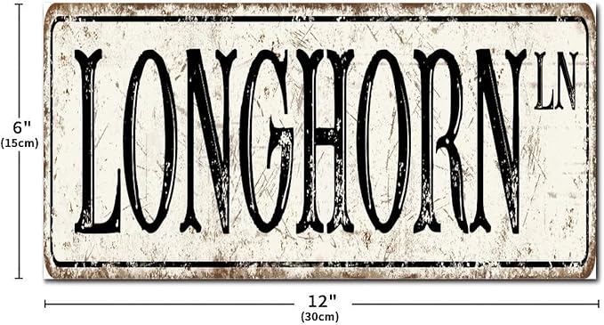 Madcolitote Personalized Longhorn Street Sign Vintage Longhorn Wood Signs Wall Art Rustic Wall Decorations for Living Room Home Decor for Home Man Cave Door Porch Garden Party 6x12in