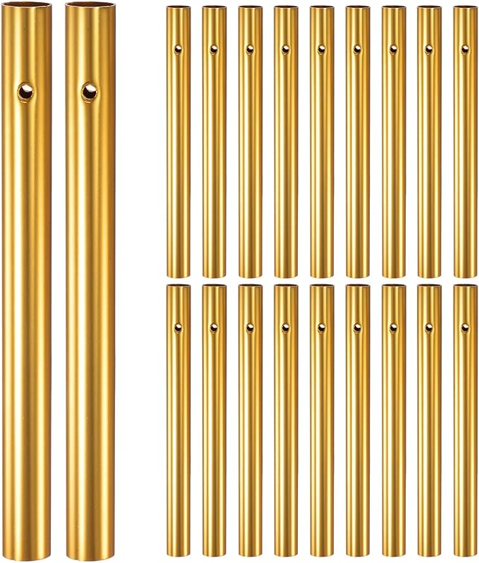 M METERXITY 20-Pack Wind Chime Tubes, Aluminum Wind Chime Empty Tubes, Metal Wind Bell for Adults Arts and Crafts/DIY Home Garden Outdoor Hanging Decorations [1x11cm, Gold]