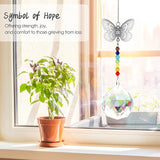 Merrynine Crystal Suncatcher, K9 Crystal Sun Catcher for Window Prism Ball, Unique Pendant Gift, Rainbow Maker with Butterfly Chain for Easy Hanging Indoor Outdoor Decoration (Butterfly Prism Ball)