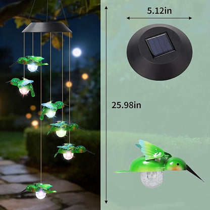 Solar Hummingbird Wind Chimes for Outside Garden, Patio, Yard – Decor for Festivals/Birthday/Christmas, for Women Mom Home Garden Patio Decor