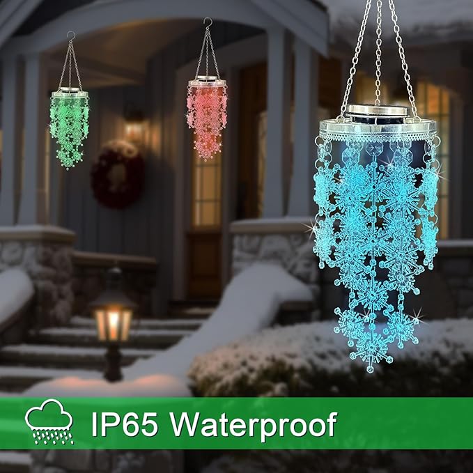 Solar Wind Chimes with Color Changing LED Lights - Outdoor Christmas Decor for Garden, Patio, Yard - Birthday Gifts for Women & Men