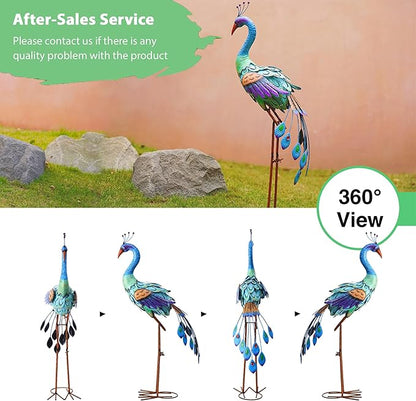 Goodeco 33.5 Inch Metal Peacock Garden Decor - Stunning Decorations for Home Yard Art, Ideal Peacock Gifts for Women & Ornamental Delight