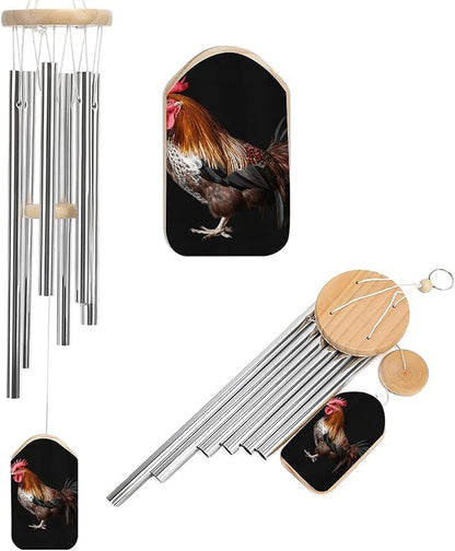 Wind Chimes for Outside,Animal Cockerel Printed Cute Aluminium Windchimes Outdoors,Soothing Melodic Memorial Wind Chime for House Porch Patio Garden Balcony Decor