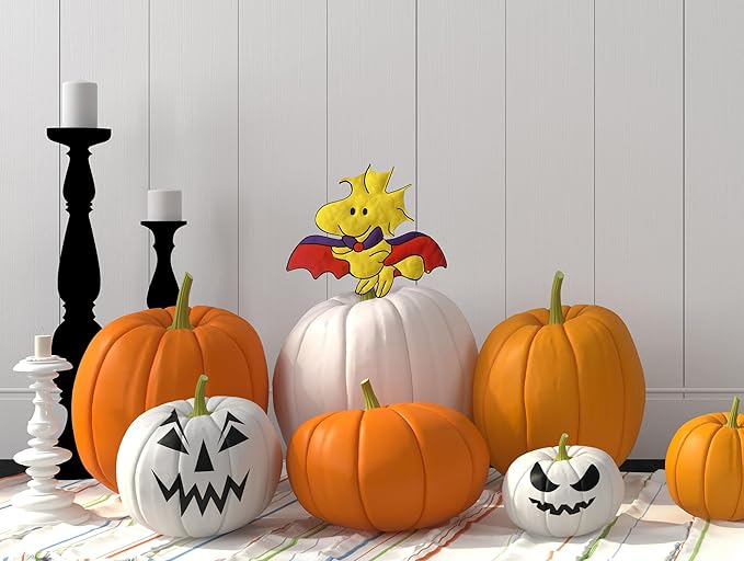 PRODUCTWORKS Peanuts Pumkin Press-in Icon Metal Stake Halloween Harvest Decor Porch Decorating Indoor Outdoor (Woodstock Vampire)
