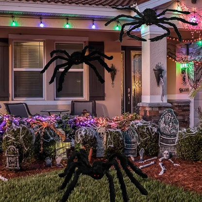 WODMAZ 6 Packs Halloween Spider Outdoor Decorations, Scary Hairy Large Spider Decorations with Different Sizes for Halloween Outside Yard Lawn Garden Decor (12" 12" 20" 24" 35.5" 49.5")