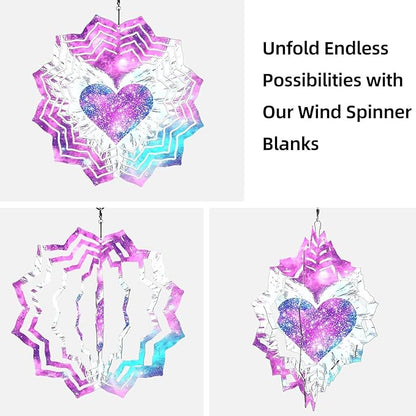 8 Inch Sublimation Wind Spinner, 3D Aluminum Metal Wind Spinner with Hook, Indoor Yard Garden Hanging Decoration, Weather Resistant Rotating Spiral Ornament, Winged Galaxy Heart