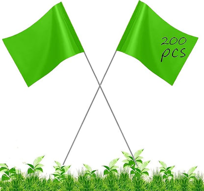 200Pack Green Marking Flags, JIZHGRAD 15x4x5 Inch Marker Flags Use for Yard & Lawn, Boundary & Dog Training, Survey & Landscape, Sprinkler & Surveyor, Garden & Construction, High Visibility, Sturdy, Versatile, UV & Weather Resistant