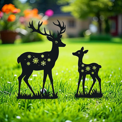 WACLSTDAY Deer Garden Decor for Outside, Metal Decorative Garden Stakes, Deer Gifts for Women Men Black Silhouette Statues Decorations for Yard Art, Patio, Backyard, Outdoor, Lawn Ornaments