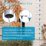 11.5 Ft Rain Chains for Gutters, Metal Rain Chain with 12 Funnel Cups, Rain Catcher Chain for Eaves Drainage, Adjustable Rainwater Chain for Outdoor Decor