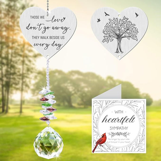 Memorial Crystal Suncatcher,Sympathy Gifts for Loss of Loved One,Bereavement Gift Idea,in Loving Memory,Hanging Ornament for Window, Rainbow Maker Prisms Home Decor,Memorial Day