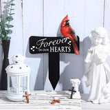 Hicarer Cardinals Grave Markers Cardinals Memorial Gift Metal Sympathy Stakes for Cemetery Memorial, Garden Yard, 11.8 x 7.87 Inch(Forever in Our Hearts)
