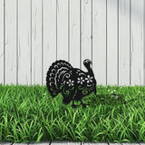 WADORN Turkey Decorative Silhouette Garden Stakes, Metal Turkey Animals Stakes Statues Ornaments Lovers Gifts Yard Art Black Silhouette Yard Outside Decor for Backyard Patio, 8.27x12.2 Inch