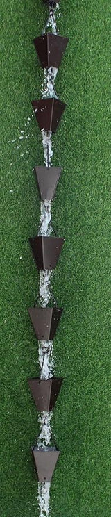 KAM Home Bronze Tapered Square Cups Rain Chain with Installation Kit (Brown, 13)