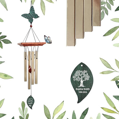 ASTARIN Cardinal Memorial Wind Chimes, Personalized 26" Small Metal Symphthy Wind Chime, Bereavement Gift for Loss of Loved One Father Mother, Dragonflie Damselflie Decor for Outside Patio Garden