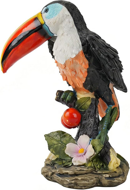 Toucan Outdoor Statue, Resin Garden Lawn Yard Decor Sculpture, Funny Figurine Ornament for Porch Patio Flower Bed Home Bookshelf or Tabletop