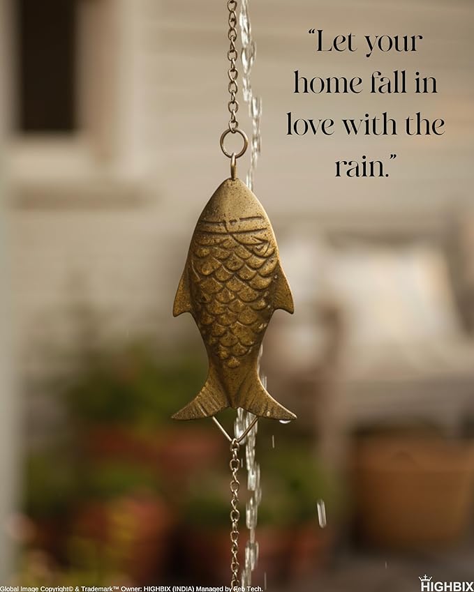 HIGHBIX Rain Chain 8ft Handmade Garden Display Hanging Replacement for Gutter Downspouts Black Powder Coated (Theme 3)