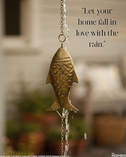 HIGHBIX Rain Chain 8ft Handmade Garden Display Hanging Replacement for Gutter Downspouts Black Powder Coated (Theme 3)