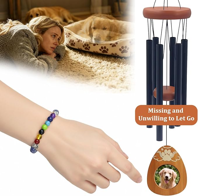 Pet Memorial Wind Chimes，Loss Pets Sympathy Gift Dogs Passing Away Gift, Remembrance Bereavement Gift,in Memory of Dogs Cats Gifts
