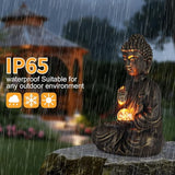 nawaza Buddha Statue Garden 9″ Solar Resin for Home Decor Yard Garden Patio Lawn Ornaments, Prayer Spiritual Living Figurine, Decor Outdoor Buddha Figurine Premium Bronze