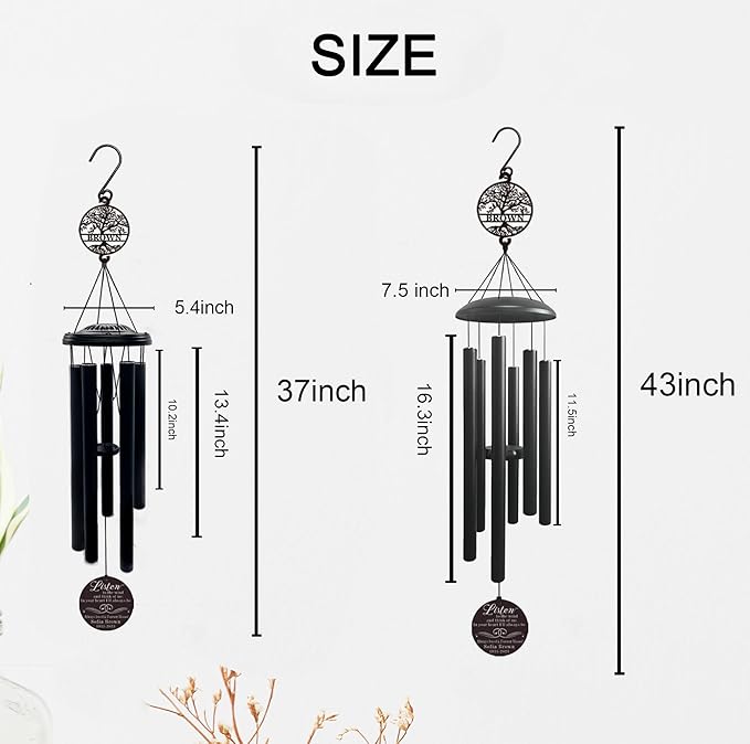 Sympathy Wind Chimes 37" Personalized Memorial Wind Chimes Memorial Personalized Memorial Wind Chime Bereavement Gifts for Loss Custom Remembrance Gift for Loss Large Personalized Wind Chimes……