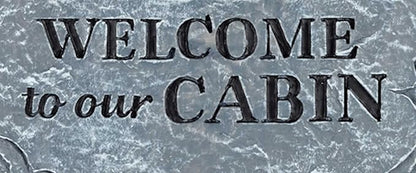 Carson 10.5" 'Welcome to Our Cabin' White Tail Deer Garden Stone - White Tail Decor for Cabin - Outdoor Deer Decorations - White Tail Buck Hunting Decor