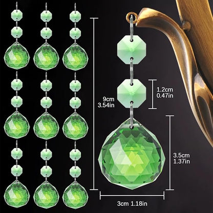 Pack of 10 Green Crystal Ball Prism 30mm Suncatcher Chandelier Prisms Part Decor Rainbow Maker