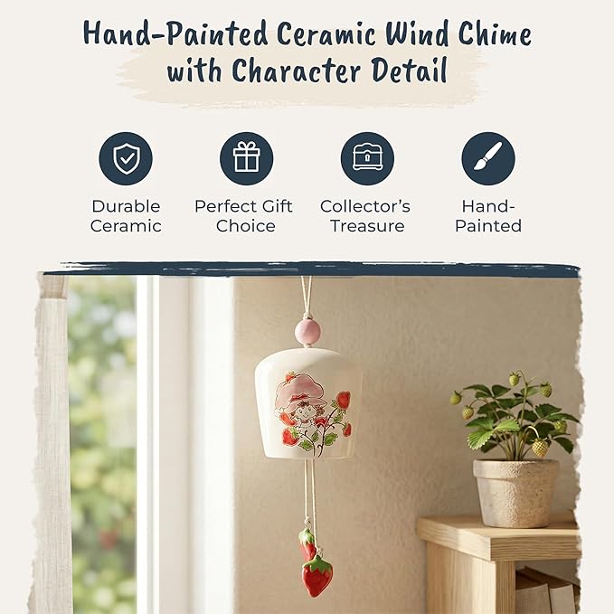 Strawberry Shortcake Naturally Simple Wind Chime, 3.825" L x 3.825" W x 9" H Created by Blue Sky Clayworks