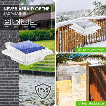 Gutter Lights, 40 LEDs Solar Patio Decor Lights, Deck Lights Outdoor Waterproof Fence Lights for Wall Backyard Porch, Patio, Pool,Step Stairs, Yard, Garden, Pathway (2Pack_White,Warm White Light)