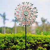 DREAMYSOUL Metal Wind Spinner, 16.5" Dia *64" Tall Large Wind Spinners Outdoor, 5 Pronged Kinetic Wind Sculptures & Spinners for Garden and Yard (Bronze)