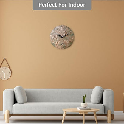 Lily's Home Hanging Wall Clock, Includes a Thermometer, Ideal for Indoor and Outdoor Use, Wonderful Housewarming Gift for Friends, Polyresin