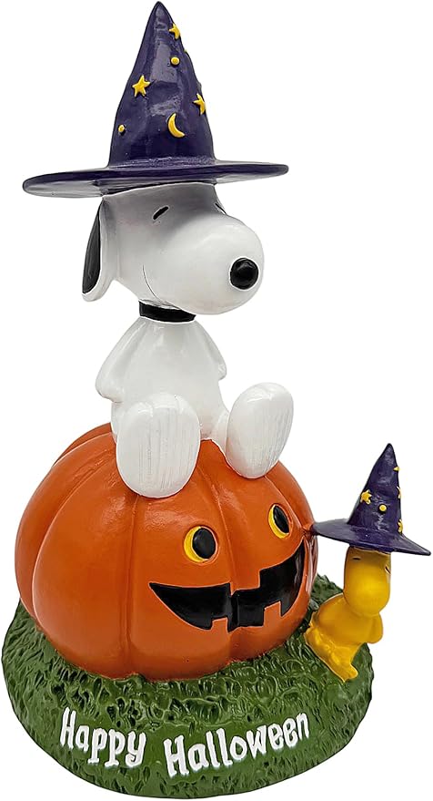 Peanuts® Snoopy and Woodstock on Jack-o-Lantern 8" Garden Statue