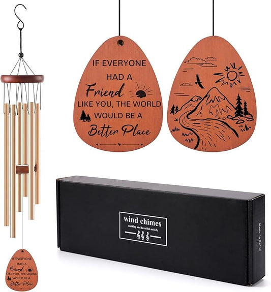 Friendship Wind Chimes Gifts for Women - Inspirational Long Distance Bestie Friendship Birthday Gifts Ideas Female Garden Decoration Personalized Christmas Windchimes for Women Best Friend Soul Sister
