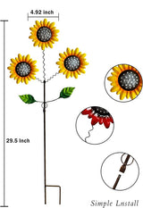 2 Pack Metal Sunflowers Decorative Garden Stakes, 29.5 Inch Outdoor Garden Decor Shaking Head Yard Stakes, Metal Flowers Outdoor Courtyard Art Lawn Terrace Decoration