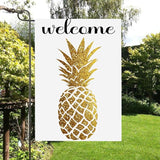 Gkyygk Welcome Gold Pineapple Garden Flag 12x18 Inch Double Sided Small Burlap Banners Yard House Seasonal Farmhouse Home Decor for Men Women