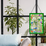 Viveta Hummingbird Stained Glass Window Hanging, Suncatchers Stained Glass Panels Hand-Painted Art Decor with Chain, Gift for Mom Grandma Christmas Decor 10 * 15"