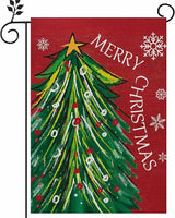 Merry Christmas Garden Flag 12x18 Inch Double Sided, Christmas Tree Xmas Winter Yard Outdoor Flag for Holiday Seasonal Decoration