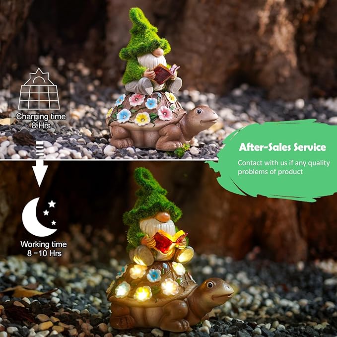 Nacome Solar Gnome Turtle for Garden Decor - Outdoor Statues for Patio,Yard,Balcony Ornament,Birthday Gifts for Women/Mom/Grandma,Mom's Best Gifts