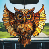 Owl Tiffany Style Acrylic Suncatcher Stained Glass Effect Window Car Hanging Christmas Ornament Indoor Outdoor Decor Garden Sun Catcher Panel for Owl Lover for Women Mom Grandma