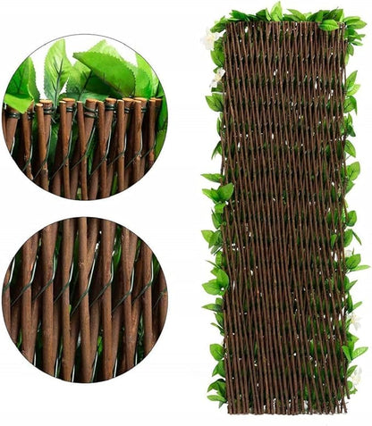 DOEWORKS Expandable Fence Privacy Screen for Balcony Patio Outdoor, Faux Ivy Fencing Panel for Backdrop Garden Backyard Home Decorations - 4PACK