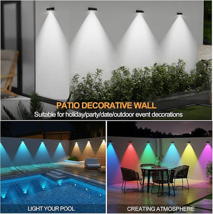 ZCXLIGHT Solar Fence Lights,Fence Lights Solar Powered Waterproof IP65 Multicolor Led 12 Fixed Colors ＆RGB Color Changing for Pool, Deck, Patio, Porch, Stairs, Holiday-12pack