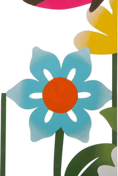 Glitzhome 40" Height Decorative Garden Stakes, 5 Pieces Metal Flowers & Butterfly Outdoor Stakes Decor, Spring Summer Garden Colorful Ornaments Yard Art Sign for Outside Lawn Backyard Patio Decor