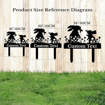 Personalized Metal Custom Garden Sculptures Statues, Yard Art,Shed, Flowerbed Decoration, Outdoor Decor, Animal Stake Pack, Cat Kitty Rabbit Bunny Dog Puppy Flower Metal Signs (Rabbit A)