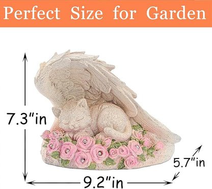 Cat Memorial Stone - Solar Light Pet Hologram Tribute, Waterproof & Durable Outdoor Statue for Memorial Gardens, Unique Cat Memorial Gifts & Decor