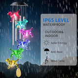 Dog Solar Wind Chimes with 4 Music Aluminum Tubes, Wind Chimes of Outside, 7 Colors Changing Outdoor Waterproof Crystal Dog LED Wind Bell, Home Party Yard Garden Decor