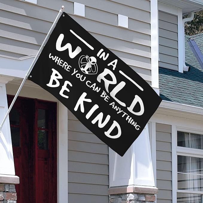 Peace Alien Be Kind Flag 3x5 Ft Outdoor Indoor With Grommet Garden Yard Banner Decorative Sign